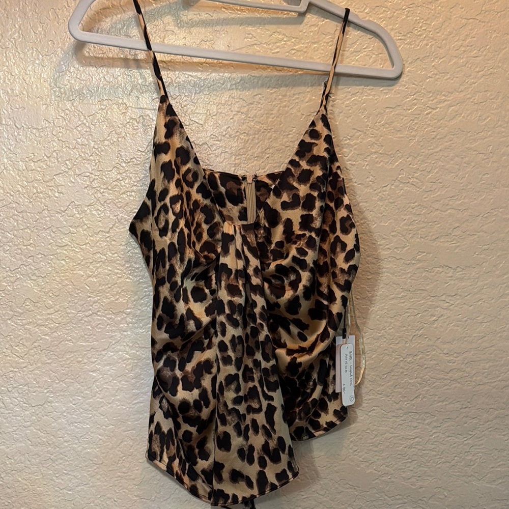 Astr Brown and Black Fitted Buttoned Camisole animal print.